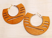 Load image into Gallery viewer, Large Modern boho Wooden Hoop Earrings Kargo Fresh
