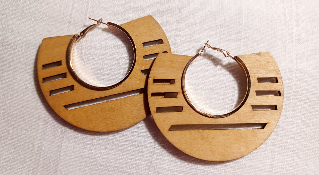 Large Modern boho Wooden Hoop Earrings Kargo Fresh