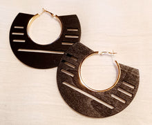 Load image into Gallery viewer, Large Modern boho Wooden Hoop Earrings Kargo Fresh
