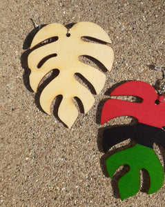 Large Monstera Lead RBG wooden Earrings Kargo Fresh