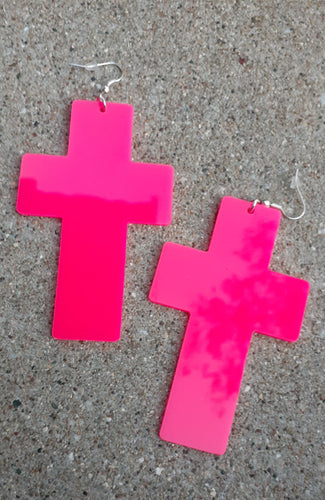 Large Neon Acrylic Cross Earrings Kargo Fresh