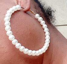 Load image into Gallery viewer, Large Pearl Hoop Earrings Kargo Fresh
