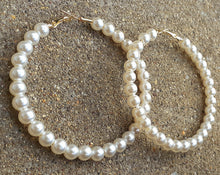 Load image into Gallery viewer, Large Pearl Hoop Earrings Kargo Fresh
