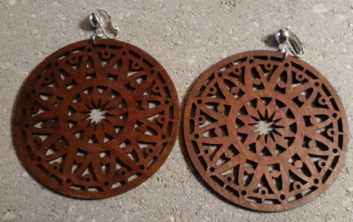 Large Wooden Abstract Clip on Earrings Kargo Fresh