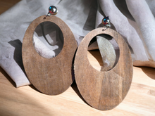 Load image into Gallery viewer, Large Wooden Hoop Clip On Earrings Kargo Fresh
