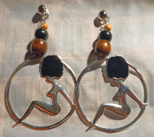 Load image into Gallery viewer, Large afrocentric hoop clip on earrings Kargo Fresh
