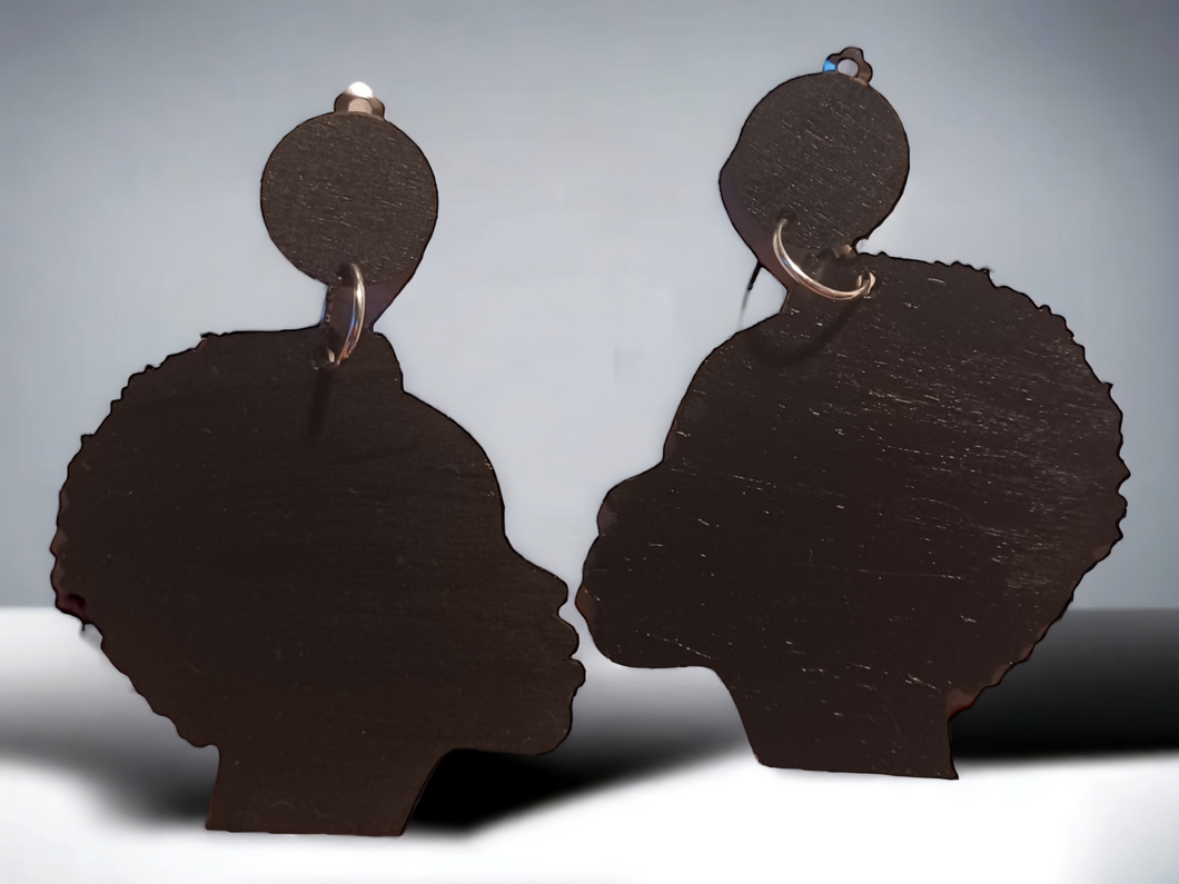 Large afrocentric profile clip on earrings Kargo Fresh