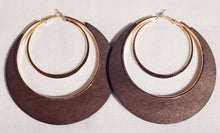 Load image into Gallery viewer, Large and Chunky Wood and metal  Hoop Earrings Kargo Fresh
