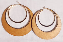 Load image into Gallery viewer, Large and Chunky Wood and metal  Hoop Earrings Kargo Fresh
