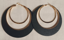 Load image into Gallery viewer, Large and Chunky Wood and metal  Hoop Earrings Kargo Fresh
