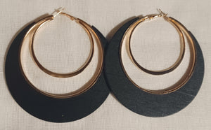 Large and Chunky Wood and metal  Hoop Earrings Kargo Fresh