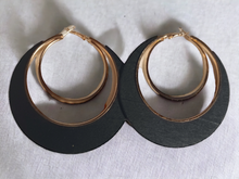 Load image into Gallery viewer, Large and Chunky Wood and metal  Hoop Earrings Kargo Fresh
