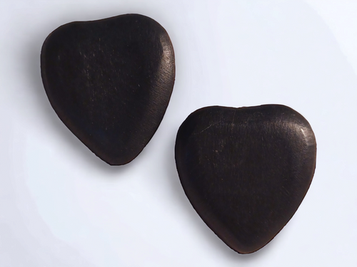 Large black heart Wooden Stud Earrings Kargo Fresh