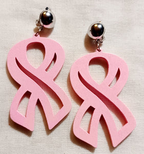 Large breast cancer awareness wooden earrings Kargo Fresh