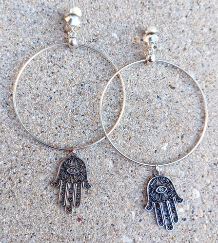 Large clip on hamsa hoop earrings Kargo Fresh
