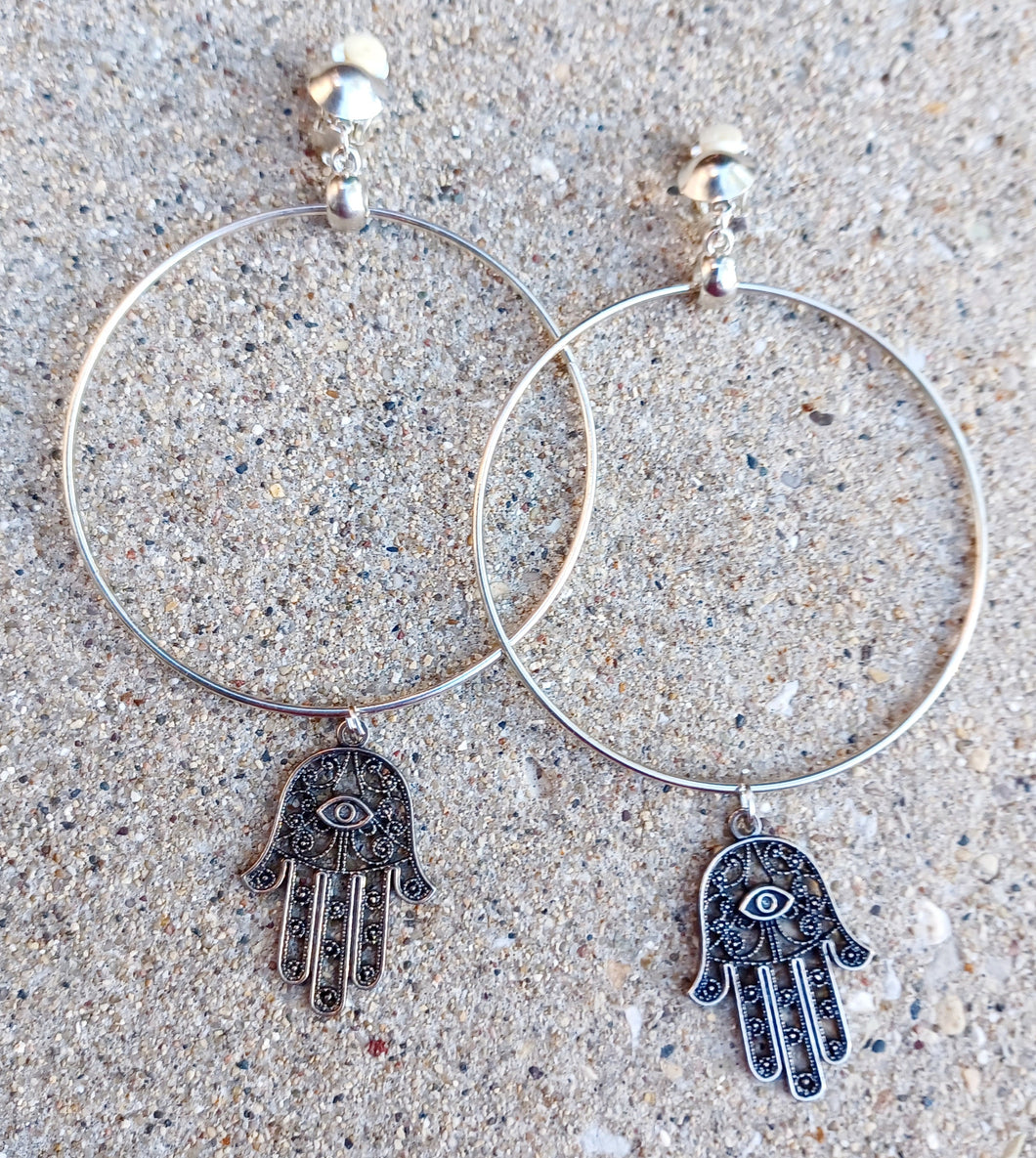 Large clip on hamsa hoop earrings Kargo Fresh