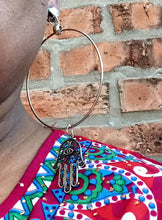 Load image into Gallery viewer, Large clip on hamsa hoop earrings Kargo Fresh
