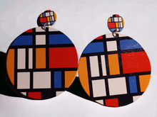 Load image into Gallery viewer, Large colorful pop art Mondrian Clip on Earrings Kargo Fresh
