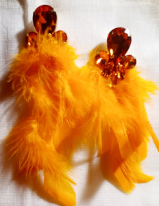 Large feather and rhinestone earrings Kargo Fresh