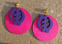 Load image into Gallery viewer, Large handmade adinkra hoop clip on earrings Kargo Fresh
