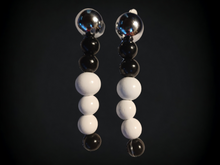 Load image into Gallery viewer, Large handmade black and white bead clip on earrings Kargo Fresh
