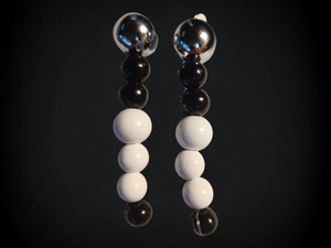 Large handmade black and white bead clip on earrings Kargo Fresh