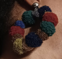 Load image into Gallery viewer, Large handmade clip on pom pom hoop earrings Kargo Fresh
