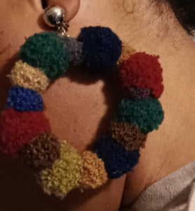 Large handmade clip on pom pom hoop earrings Kargo Fresh