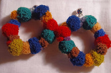 Load image into Gallery viewer, Large handmade clip on pom pom hoop earrings Kargo Fresh
