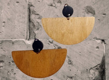 Load image into Gallery viewer, Large handmade geometric wood clip on earrings Kargo Fresh
