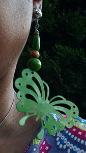 Large handmade metal  Butterfly dangle clip on earrings Kargo Fresh