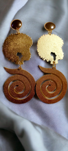 Load image into Gallery viewer, Large handmade wooden africa clip on earrings Kargo Fresh
