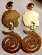 Load image into Gallery viewer, Large handmade wooden africa clip on earrings Kargo Fresh
