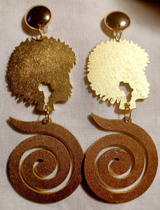 Large handmade wooden africa clip on earrings Kargo Fresh