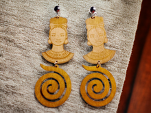 Load image into Gallery viewer, Large handmade wooden afrocentric tclip on earrings Kargo Fresh
