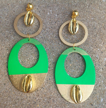 Load image into Gallery viewer, Large handpainted cowrie clip on hoops Kargo Fresh
