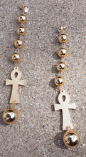 Load image into Gallery viewer, Large handpainted handmade gold Ankh Earrings Kargo Fresh
