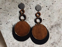 Load image into Gallery viewer, Large handpainted wooden clip on earrings Kargo Fresh
