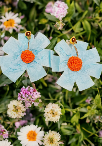 Large paper Flower clip on earrings Kargo Fresh