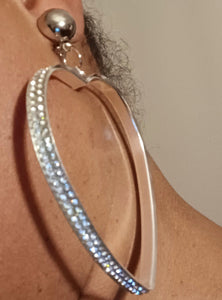 Large rhinestone clip on hoop earrings Kargo Fresh