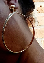 Load image into Gallery viewer, Large rhinestone clip on hoop earrings Kargo Fresh
