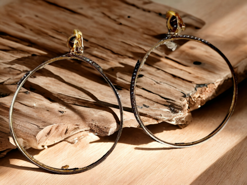 Large rhinestone clip on hoop earrings Kargo Fresh