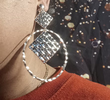 Load image into Gallery viewer, Large silver metal  clip on hoop earrings Kargo Fresh
