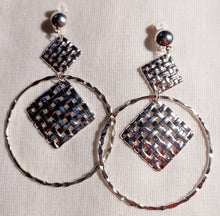 Load image into Gallery viewer, Large silver metal  clip on hoop earrings Kargo Fresh
