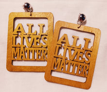 Load image into Gallery viewer, Large wooden All lives matter statement clip on earrings Kargo Fresh
