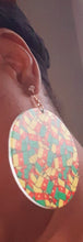 Load image into Gallery viewer, Large wooden ETHIOPIA Flag Earrings Kargo Fresh
