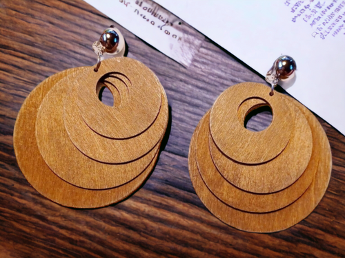 Large wooden multi hoop clip on earrings Kargo Fresh