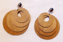 Load image into Gallery viewer, Large wooden multi hoop clip on earrings Kargo Fresh
