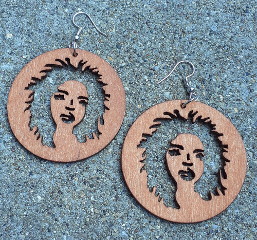 Lauryn Hill Etched Cameo Wooden Earrings Kargo Fresh