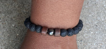 Load image into Gallery viewer, Lava Rock and Hematite Elastic Mens layering Bracelet Kargo Fresh
